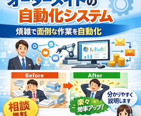 現役SIerがPython業務自動化ます 日々の煩雑、時間のかかる作業を効率化するツールを提供します。 イメージ1