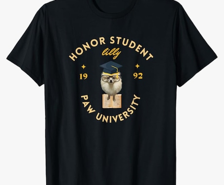 写真1枚 うちの子優等生Tシャツ製作→納品します ☆メガネと学士博士帽で大学院生にコスプレTシャツをお届けまで イメージ2