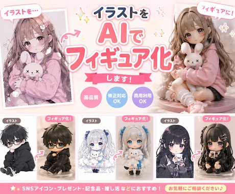 イラストや写真をリアルなフィギュア風に加工します あなたの画像をフィギュア風AI加工します。 イメージ1