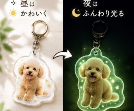 夜に光る蓄光ペットアクキー作ります 昼は可愛く、夜はやさしく輝き あなたの心を和ませます イメージ2