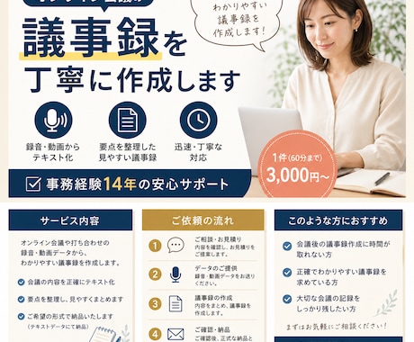オンライン会議の議事録を丁寧に作成します