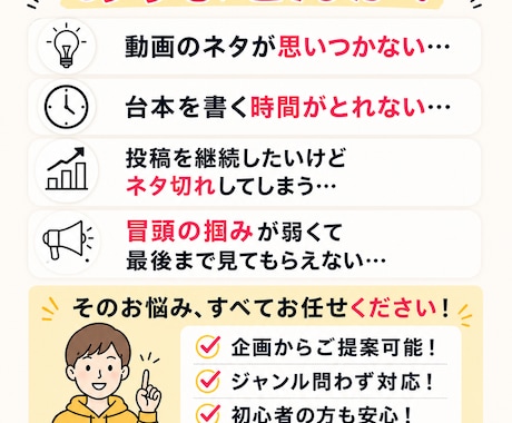 ショート動画の台本を5本作成します 冒頭3秒で惹きつける60秒台本を作成します イメージ2