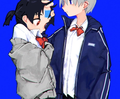 人物主体のイラスト描きます コントラストを意識した目を引くイラスト イメージ1