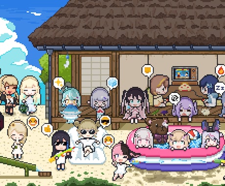 ドット絵で1枚絵を作成します PC壁紙・スマホ壁紙・ゲームのマップに!! イメージ2