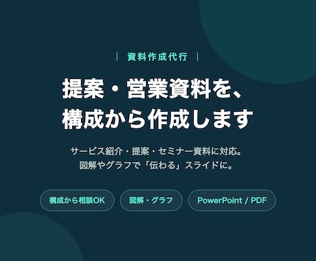 伝わる提案・営業資料、構成から作成します 構成が決まっていなくても、丸ごとお任せください イメージ1