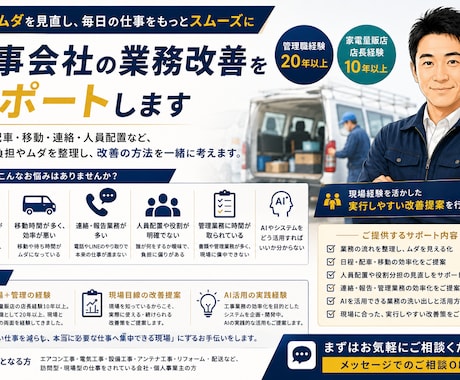 工事会社の業務効率化・人手不足改善を支援しますます 現場経験×AIでムダを見つけ業務改善を提案します イメージ1