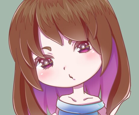 サービス価格中！】デフォルメ胸上イラスト描きます ダウナーな色合いに鮮やかな目！！ イメージ2