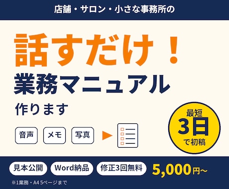 メモを送るだけ！最短3日で業務マニュアル作成します イメージ1