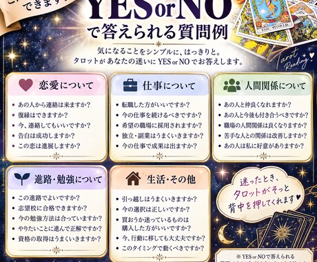YES・NOで答えを導きますます 迷っていることをタロットでYES・NO鑑定 イメージ2