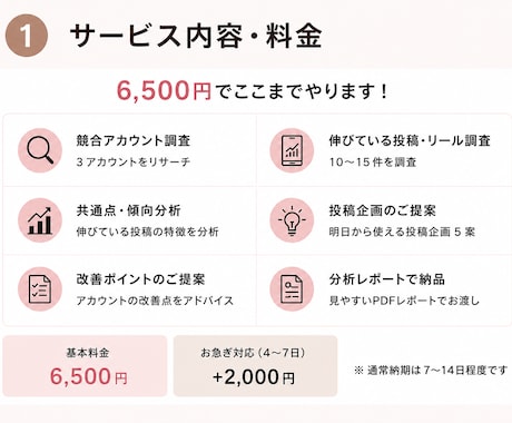インスタ競合分析から投稿企画をご提案します お試し特別価格！先着5名！分析から投稿企画・改善案までご提案 イメージ2