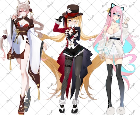 キャラクター立ち絵制作します TRPG・ゲーム・配信等で使用できる立ち絵イラストを描きます イメージ2