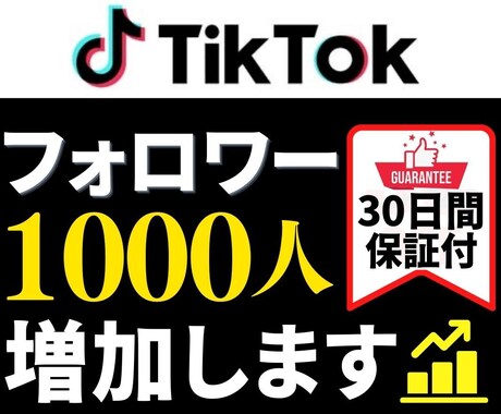 TikTokフォロワー＋1000人増加します ▶︎「最高品質」＋「30日間減少保証あり」▷最安値挑戦中 イメージ1