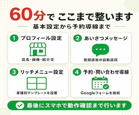 LINE公式初心者60分マンツーマンサポートします リッチメニューとGoogleフォームで予約しやすいLINEへ イメージ2