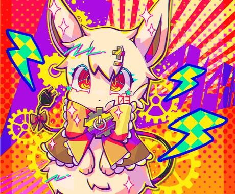 ユニークでかわいいケモノキャライラストを制作します 唯一無二の絵柄と色使いを活かし、ケモノキャラをお描きします イメージ2