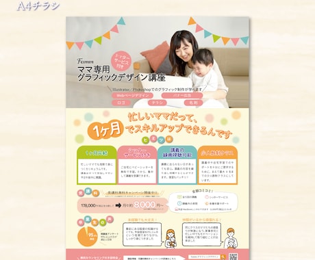女性・ファミリー向け　モニター価格で承ります チラシ、カード、メニュー表等 初めてご依頼の方も丁寧に対応！ イメージ2