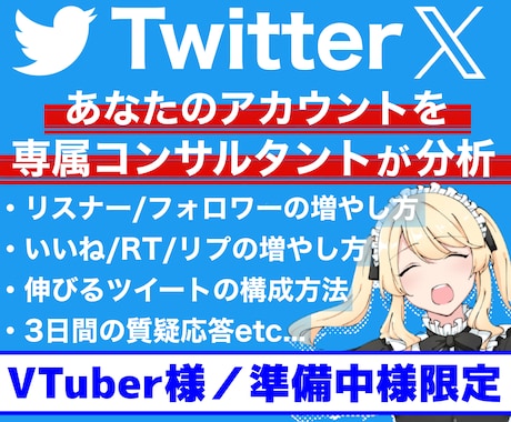VTuber専用！Twitter,Xコンサルします 準備中様やVライバー様も◎必要な運用等３日間解説！質疑応答◎ イメージ1