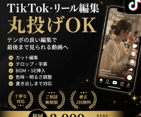 TikTok運用を丸ごと代行します 企画から編集・投稿・分析までまとめて対応します イメージ1