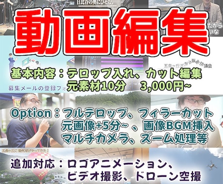 撮影動画の編集を行います ご要望に合わせて、わかりやすくテンポよい動画にします イメージ1