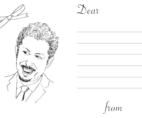 ペン画の似顔絵付きメッセージカードを描きます プレゼントに添える、あなただけの特別な思いを形に イメージ1