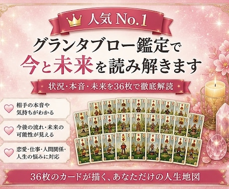 グランタブロー（ライト）で今と未来を読み解きます ルノルマンカード36枚全てを使うグランタブロー占い イメージ1