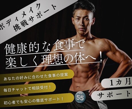 1ヶ月フィジーク競技者がボディメイクサポートします 食事•トレーニングメニュー作成で目標を達成 イメージ1