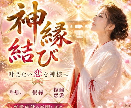 神縁結び【片想い・復縁・複雑恋愛】の成就祈願します 恋愛祈祷・神縁結び・７日間叶えたい恋とご縁を結ぶ神術行います イメージ1