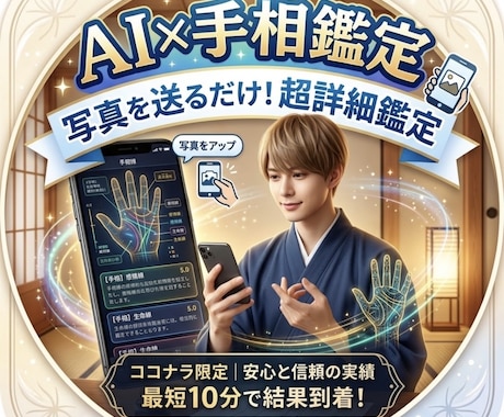 本気で悩む方へAI×手相であなたの未来を鑑定します 手のひらの写真を送るだけ！超詳細な手相鑑定書をお届けします イメージ1
