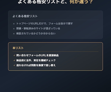 検証済みフォームURL付き営業リストを販売します 500件2,000円・全件フォーム実在チェックします イメージ2