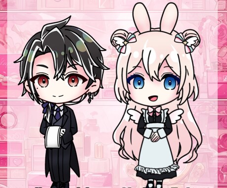 商用利用OK！メイド&執事ミニキャラ描きます 安価で可愛い量産ミニキャラを2点制作します！ イメージ2