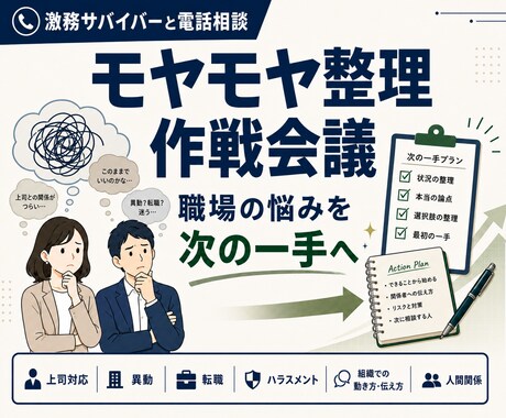 悩みモヤモヤを整理し、納得して動ける状態を作ります 上司対応・社内調整・人間関係・キャリア等について、整理します イメージ1