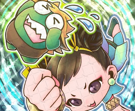 限定価格！スーパーデフォルメイラスト制作します グッズ・配信用・細部の描き込み・ダイナミックな構図が得意です イメージ2