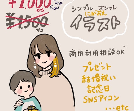 シンプルおしゃれ似顔絵イラストのアイコン作成します イメージ1