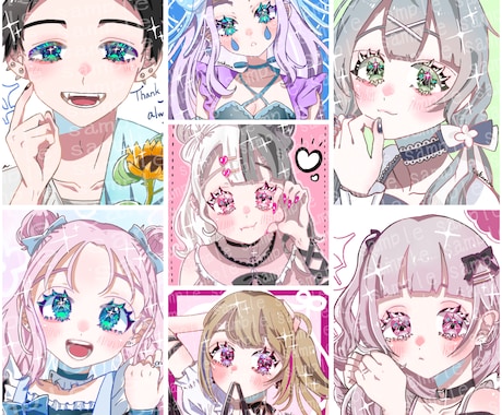 SNSで使えるアイコン描きます キラキラな瞳をあなたのオリジナルキャラクターにも! イメージ1