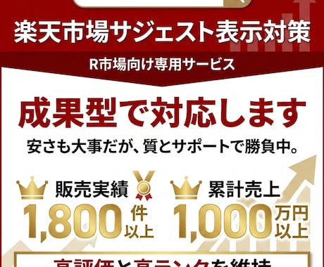 楽天市場の検索サジェストに商品名を表示します 成果確認後に初回費用が発生する成果型サジェスト対策 イメージ1