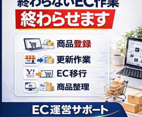終わらないEC作業、終わらせます 商品登録・更新作業・移行など EC運営の実務をサポートします イメージ2