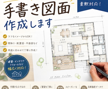 ラフ図から手書き図面を作成します 住宅営業経験を活かした分かりやすい図面を作成 イメージ1