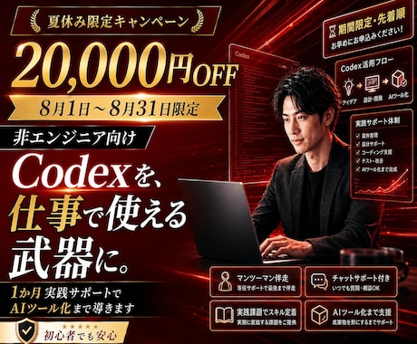 Codexを非エンジニア向けに教えます 1か月間サポート！初心者でも安心ワークショップ型AIコンサル イメージ1