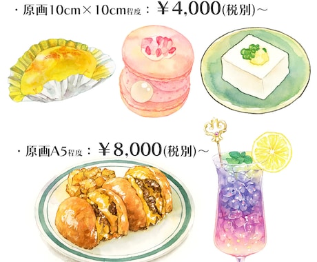 商用◎水彩で食欲をそそる食べ物のイラストを描きます 広告・挿絵・メニューに。ラフ修正無制限、ヒアリングが得意です イメージ2