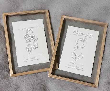 線画命名書作成します 新生児のお気に入りの1枚と生まれた時の記録を１つの形に イメージ1