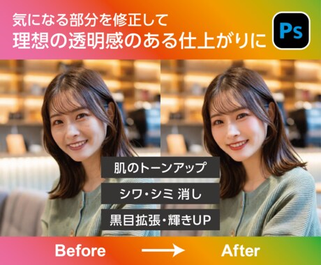 マッチングアプリやSNSの写真を綺麗に修正します マッチ数やいいねを増やすお手伝いをいたします！ イメージ2