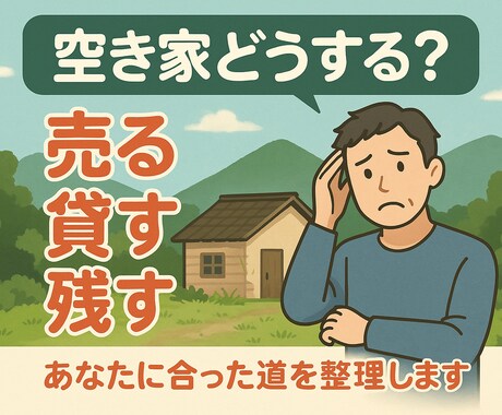 空き家処分のアドバイス　お悩みすべて整理します 空き家をどうすればいい？売却や活用までの道のりを整理します。 イメージ1