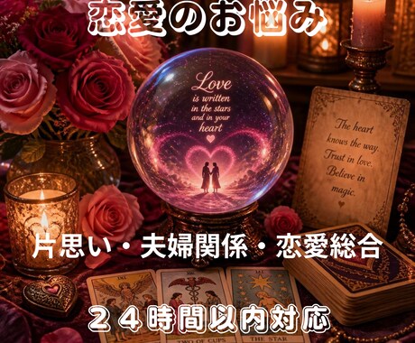 総合恋愛、結婚成就、片思いを鑑定します ☆モヤモヤした思いを愛ある未来へとお手伝いいたします☆ イメージ1
