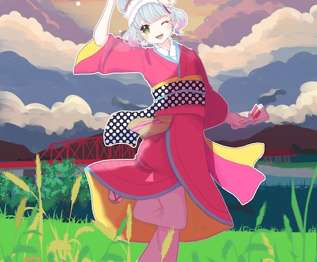ご当地キャラクターの背景付き１枚イラスト描きます ポップで可愛いご当地イラストを活用しませんか？ イメージ1