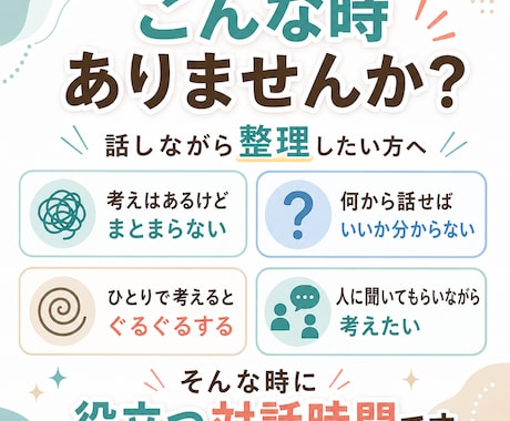質問をしながら考えの整理をお手伝いします 話しながら頭の中を整理する対話時間に⭐ イメージ2