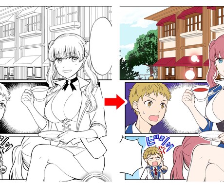 漫画やイラストの下塗り、塗分けお手伝いします Webtoon制作やカラー漫画、1枚絵などなんでも可能！ イメージ2