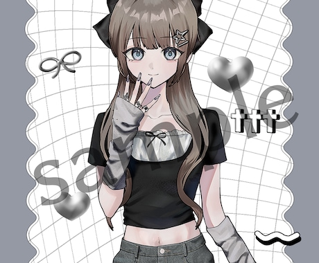シンプル簡易版！Y2K風量産イラストお描きします 髪型をセレクトするシンプル簡易版です イメージ1