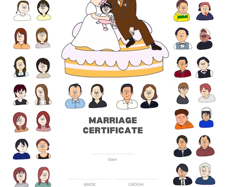 Minami様似顔絵結婚証明書B min様似顔絵結婚証明書 - メルカリ