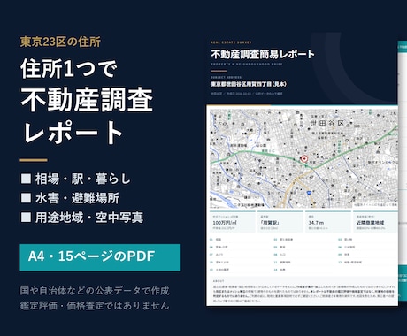 住所1つで公的データの不動産調査レポートを作ります イメージ1