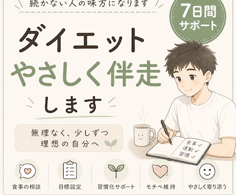 14kg痩せた経験をもとにやさしく伴走します 三日坊主でも大丈夫。責めずに支えます イメージ1