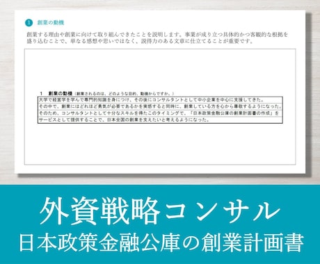 プロが日本政策金融公庫の創業計画書を作ります 戦略コンサルが作成／新規出品のため実績10件まで半額適用中！ イメージ2
